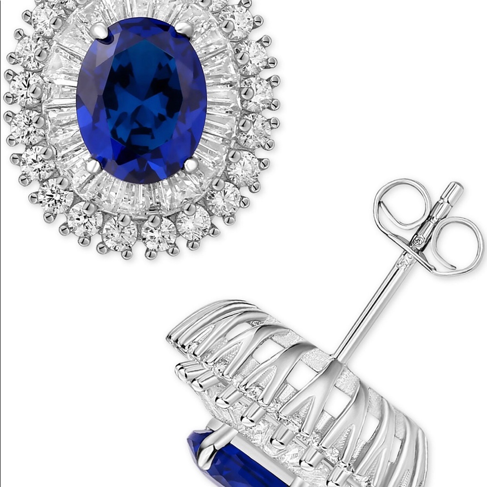 Cubic Zirconia & Simulated Ruby Stud Earrings In … - image 1